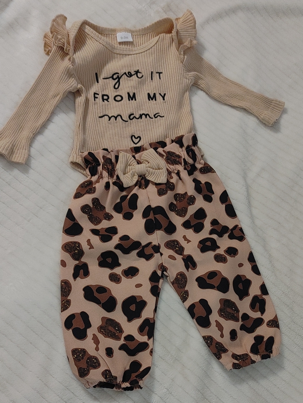 Toddler Beige Leopard-Print Joggers with Bow Waistband